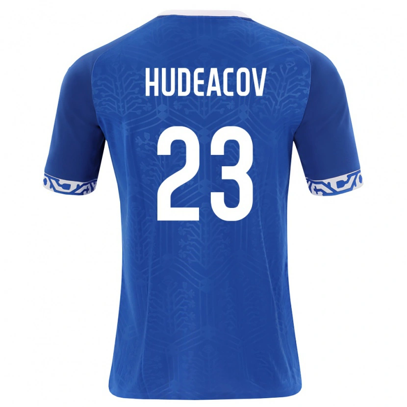 Danxen Hombre Camiseta Moldavia Andrei Hudeacov #23 Azul Real Blanco 1ª Equipación 26-28 La Camisa México