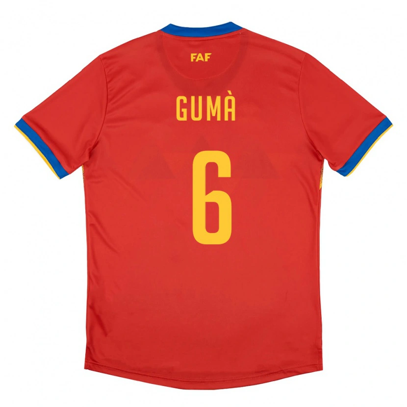 Danxen Hombre Camiseta Andorra Arnau Gumà #6 Rojo Azul Amarillo 1ª Equipación 26-28 La Camisa México