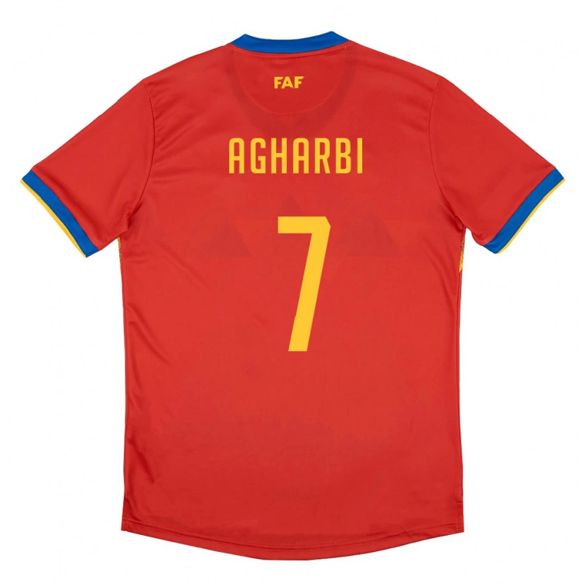 Danxen Hombre Camiseta Andorra Haroun Agharbi #7 Rojo Azul Amarillo 1ª Equipación 26-28 La Camisa México