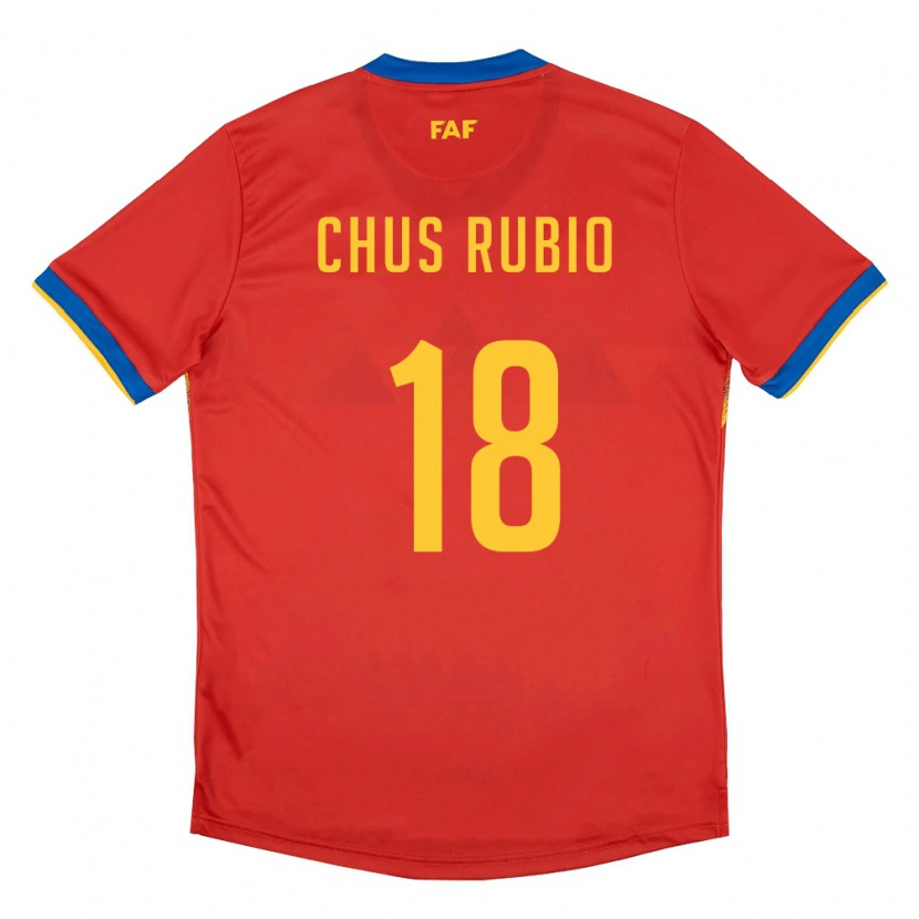 Danxen Hombre Camiseta Andorra Jesús Rubio #18 Rojo Azul Amarillo 1ª Equipación 26-28 La Camisa México