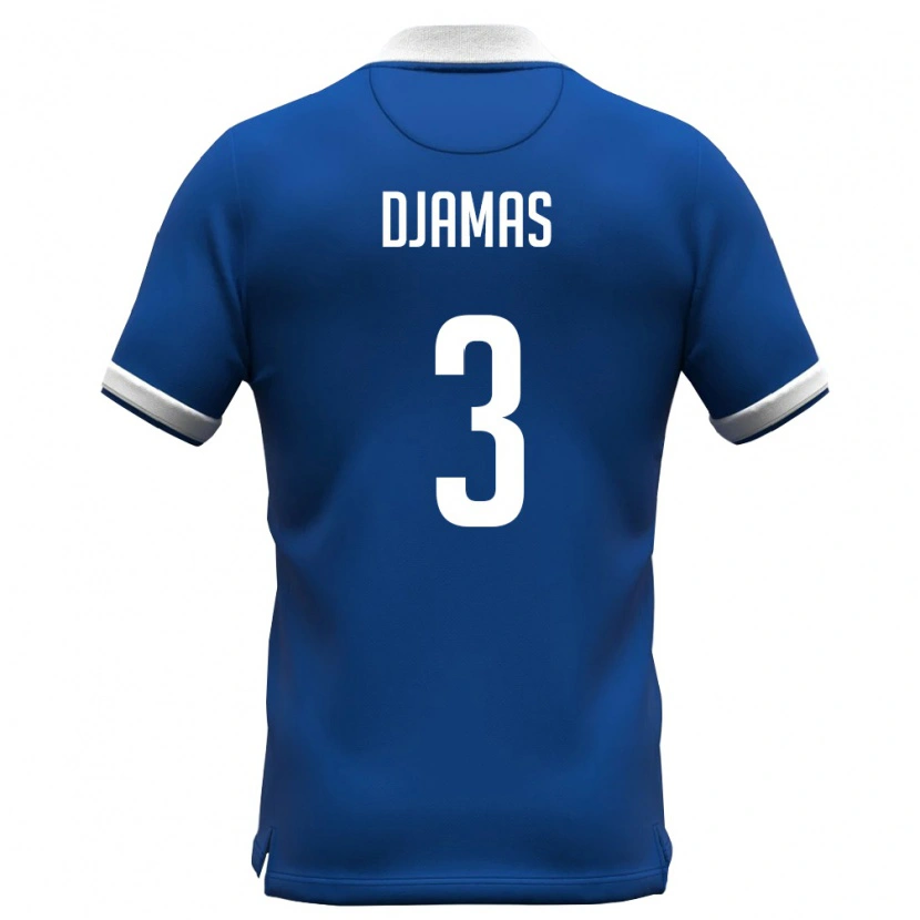 Danxen Hombre Camiseta Chipre David Djamas #3 Azul Real Blanco 1ª Equipación 26-28 La Camisa México