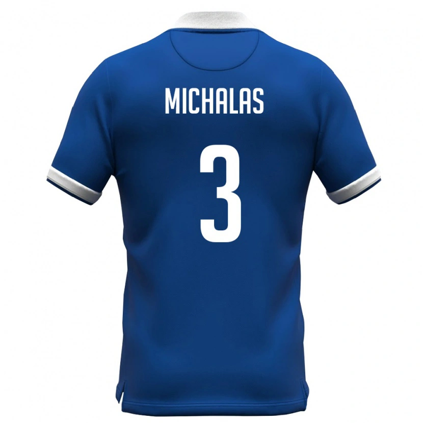 Danxen Hombre Camiseta Chipre Charalampos Michalas #3 Azul Real Blanco 1ª Equipación 26-28 La Camisa México