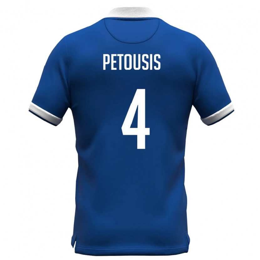 Danxen Hombre Camiseta Chipre Maximos Petousis #4 Azul Real Blanco 1ª Equipación 26-28 La Camisa México
