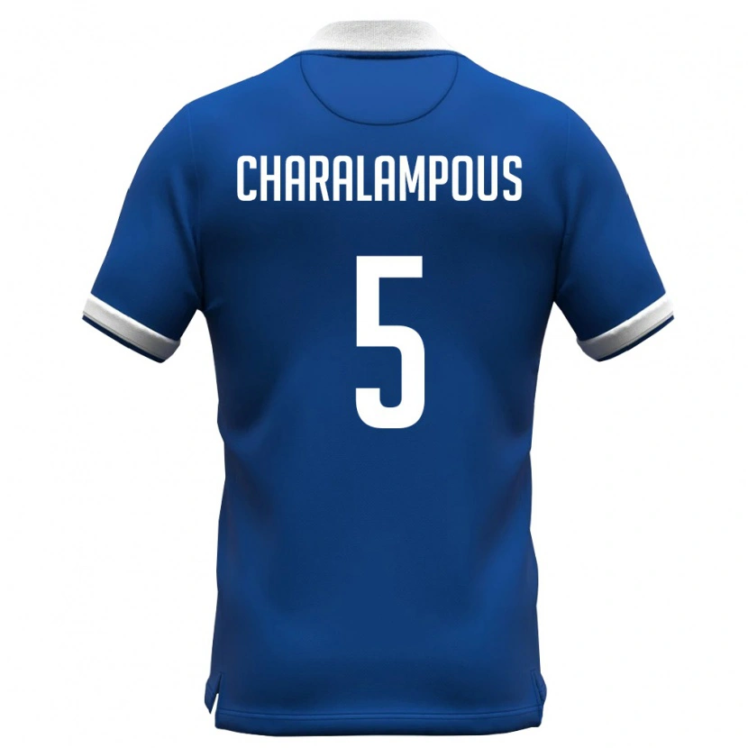Danxen Hombre Camiseta Chipre Charalampos Charalampous #5 Azul Real Blanco 1ª Equipación 26-28 La Camisa México