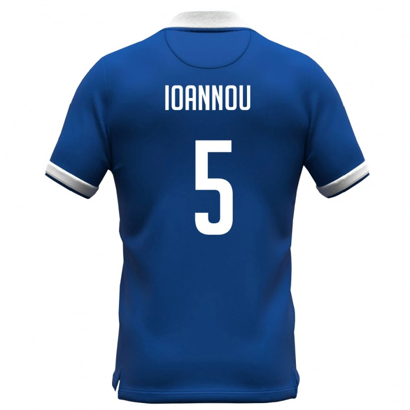 Danxen Hombre Camiseta Chipre Kosmas Ioannou #5 Azul Real Blanco 1ª Equipación 26-28 La Camisa México