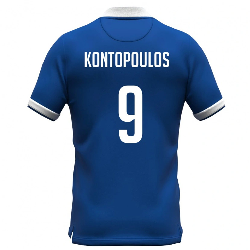 Danxen Hombre Camiseta Chipre Savvas Kontopoulos #9 Azul Real Blanco 1ª Equipación 26-28 La Camisa México