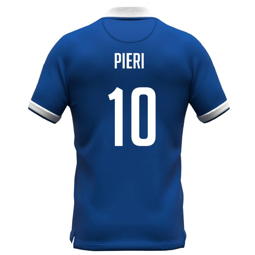 Danxen Hombre Camiseta Chipre Andreas Pieri #10 Azul Real Blanco 1ª Equipación 26-28 La Camisa México
