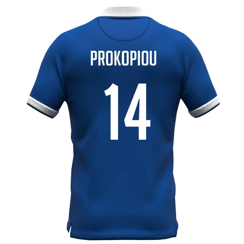 Danxen Hombre Camiseta Chipre Alexandros Prokopiou #14 Azul Real Blanco 1ª Equipación 26-28 La Camisa México