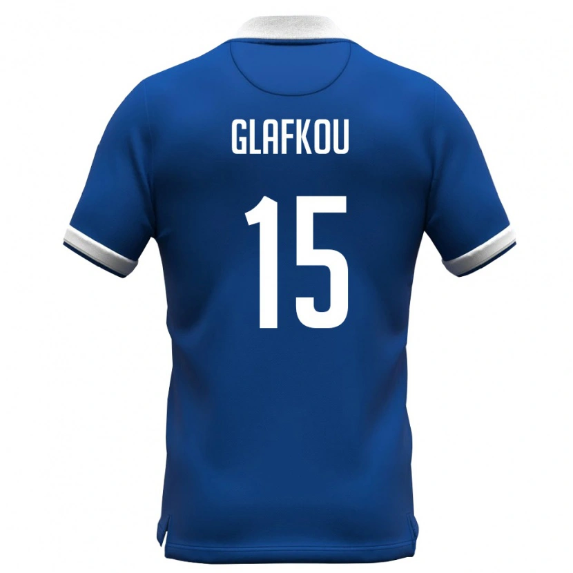 Danxen Hombre Camiseta Chipre Anastasis Glafkou #15 Azul Real Blanco 1ª Equipación 26-28 La Camisa México