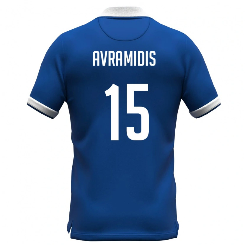 Danxen Hombre Camiseta Chipre Ioannis Avramidis #15 Azul Real Blanco 1ª Equipación 26-28 La Camisa México