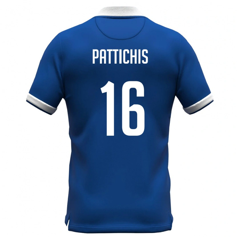 Danxen Hombre Camiseta Chipre Konstantinos Pattichis #16 Azul Real Blanco 1ª Equipación 26-28 La Camisa México