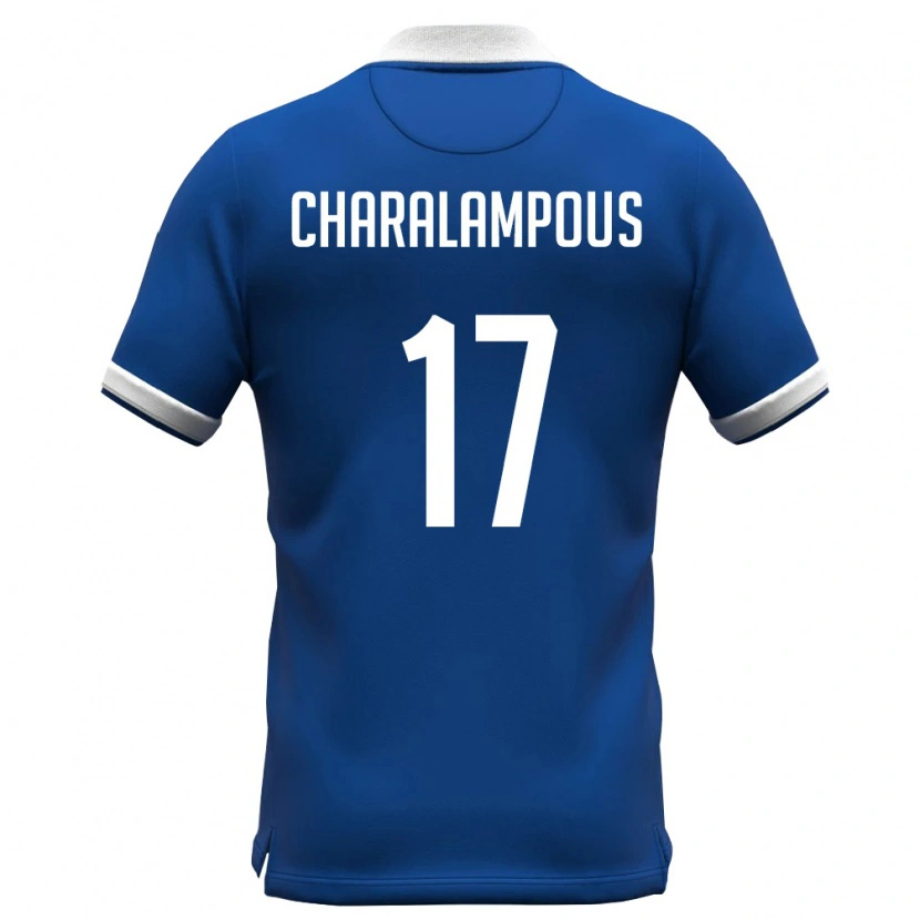 Danxen Hombre Camiseta Chipre Martinos Charalampous #17 Azul Real Blanco 1ª Equipación 26-28 La Camisa México