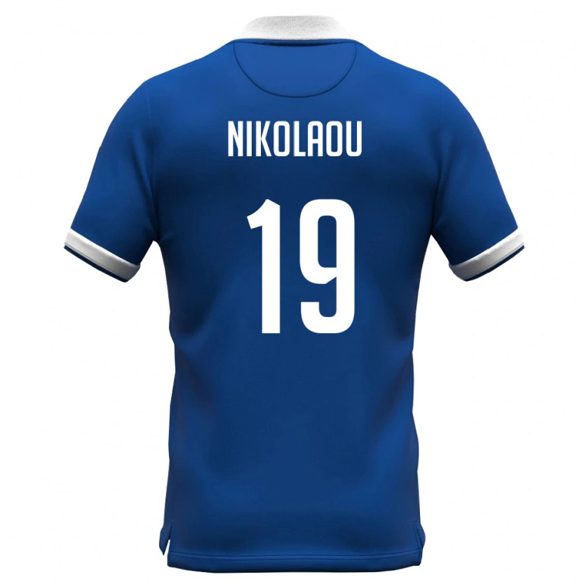 Danxen Hombre Camiseta Chipre Anninos Nikolaou #19 Azul Real Blanco 1ª Equipación 26-28 La Camisa México
