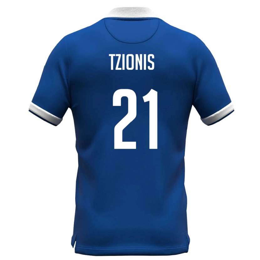 Danxen Hombre Camiseta Chipre Marinos Tzionis #21 Azul Real Blanco 1ª Equipación 26-28 La Camisa México