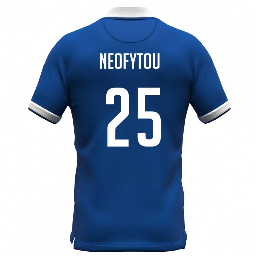Danxen Hombre Camiseta Chipre Angelos Neofytou #25 Azul Real Blanco 1ª Equipación 26-28 La Camisa México