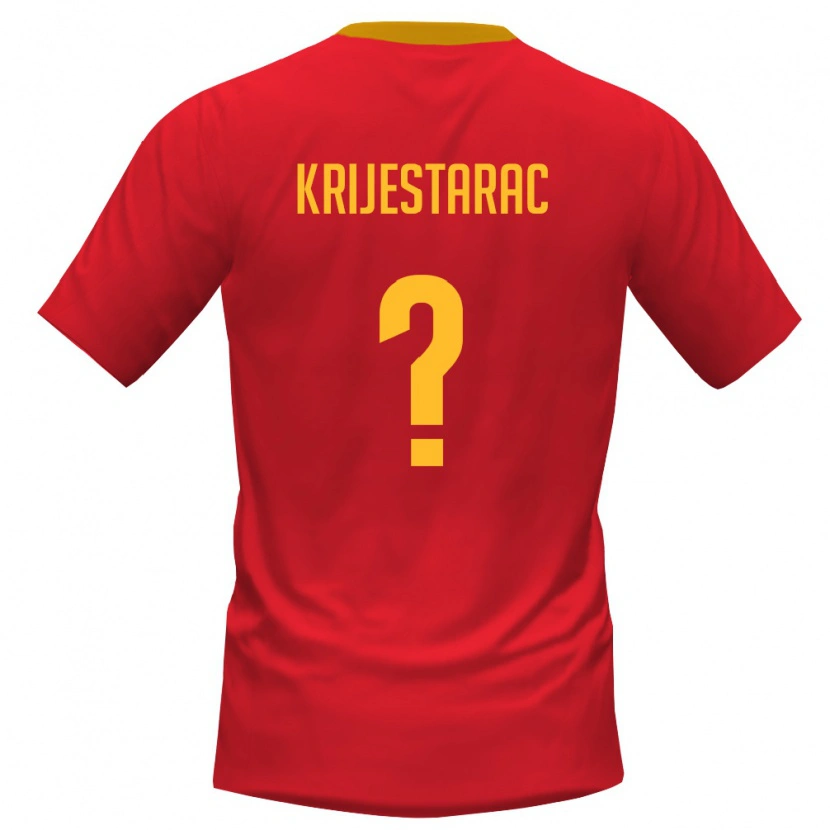 Danxen Hombre Camiseta Montenegro Benjamin Krijestarac #0 Rojo Amarillo 1ª Equipación 26-28 La Camisa México