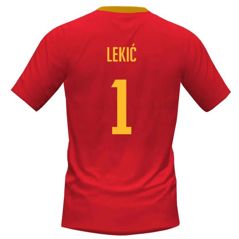 Danxen Hombre Camiseta Montenegro Edin Lekić #1 Rojo Amarillo 1ª Equipación 26-28 La Camisa México