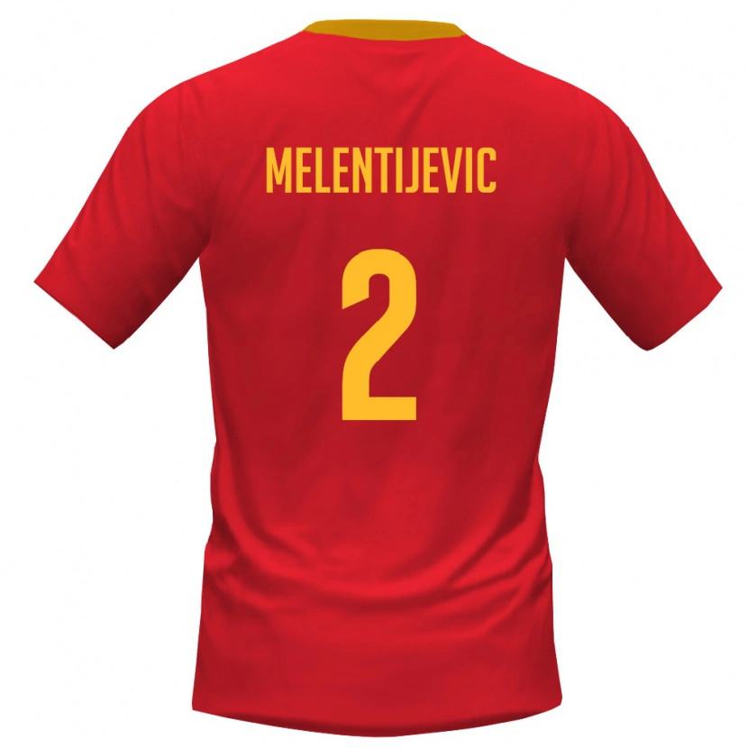 Danxen Hombre Camiseta Montenegro Stefan Melentijevic #2 Rojo Amarillo 1ª Equipación 26-28 La Camisa México