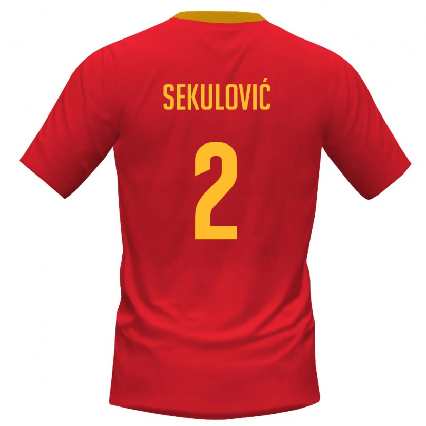 Danxen Hombre Camiseta Montenegro Petar Sekulović #2 Rojo Amarillo 1ª Equipación 26-28 La Camisa México