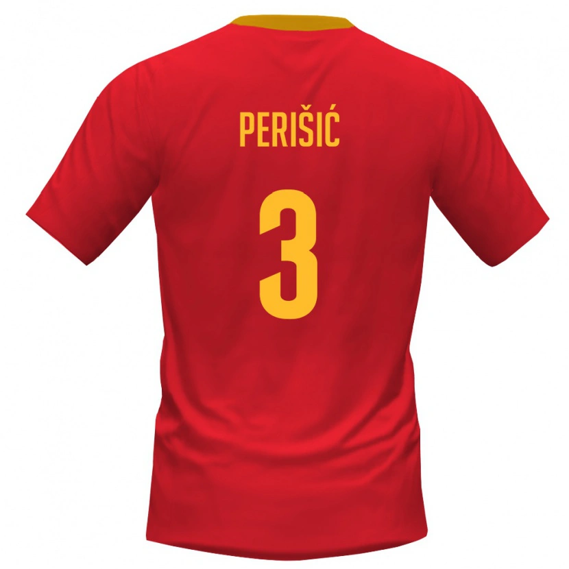 Danxen Hombre Camiseta Montenegro Aleksa Perišić #3 Rojo Amarillo 1ª Equipación 26-28 La Camisa México
