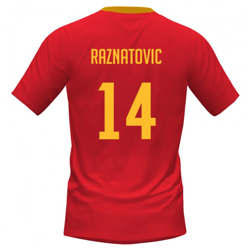 Danxen Hombre Camiseta Montenegro Petar Ražnatović #14 Rojo Amarillo 1ª Equipación 26-28 La Camisa México