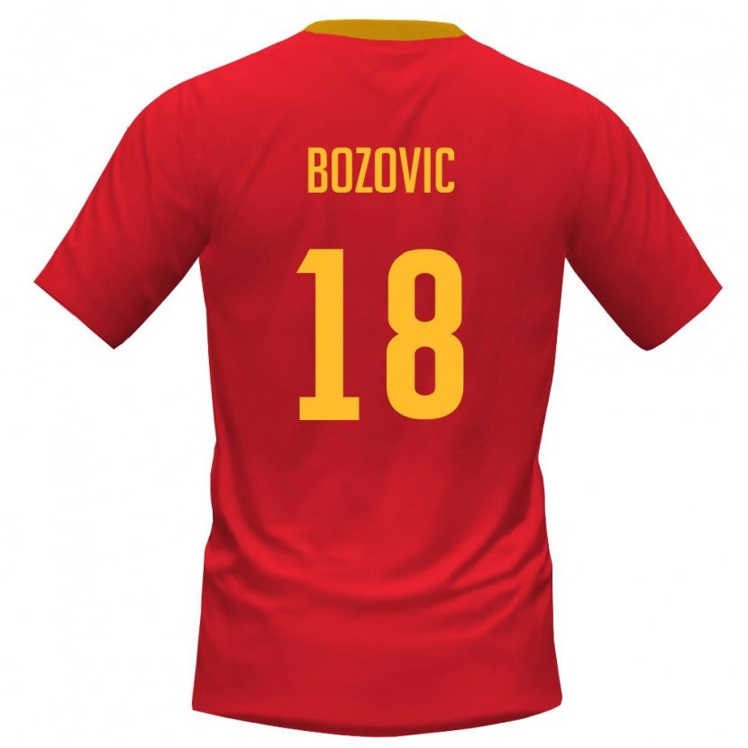 Danxen Hombre Camiseta Montenegro Andrej Bozovic #18 Rojo Amarillo 1ª Equipación 26-28 La Camisa México