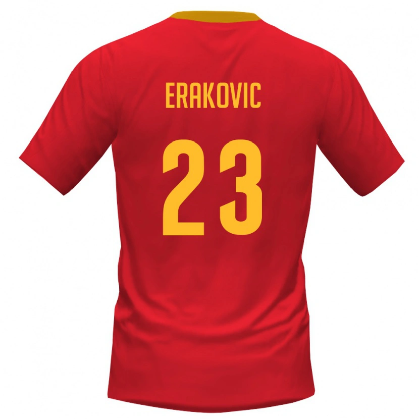 Danxen Hombre Camiseta Montenegro Novica Erakovic #23 Rojo Amarillo 1ª Equipación 26-28 La Camisa México
