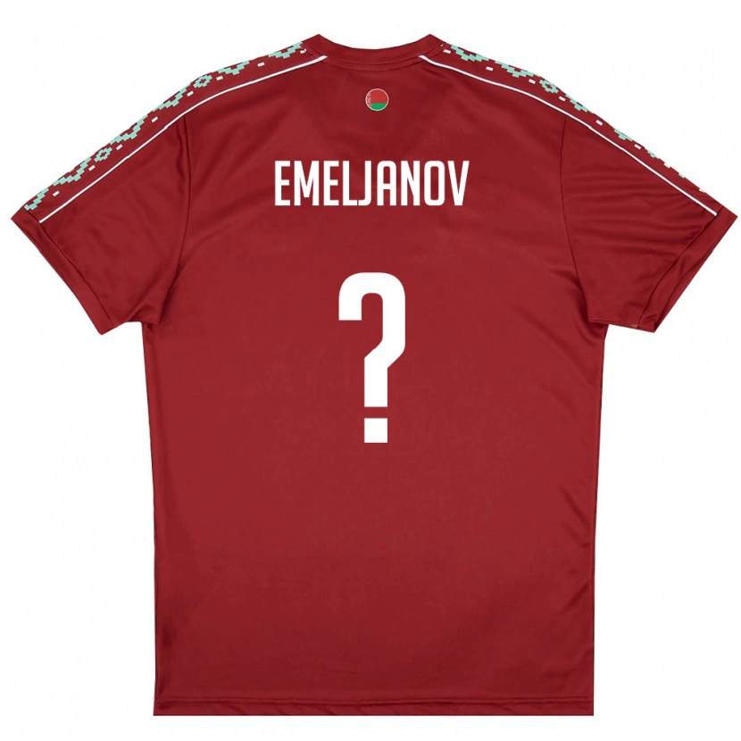 Danxen Hombre Camiseta Bielorrusia Gleb Emeljanov #0 Rojo Oscuro Blanco 1ª Equipación 26-28 La Camisa México