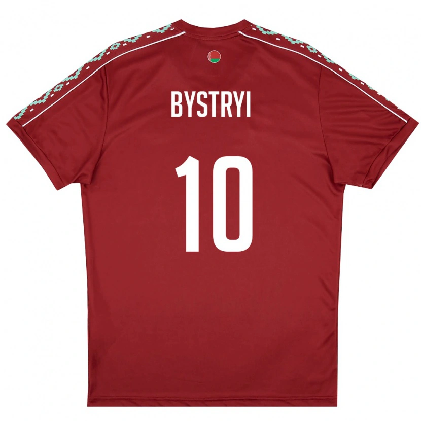 Danxen Hombre Camiseta Bielorrusia Ivan Bystryi #10 Rojo Oscuro Blanco 1ª Equipación 26-28 La Camisa México
