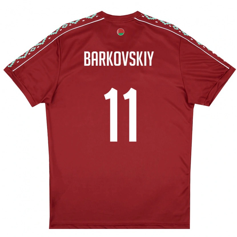 Danxen Hombre Camiseta Bielorrusia German Barkovskiy #11 Rojo Oscuro Blanco 1ª Equipación 26-28 La Camisa México