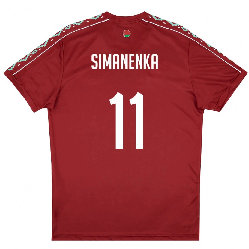 Danxen Hombre Camiseta Bielorrusia Timofey Simanenka #11 Rojo Oscuro Blanco 1ª Equipación 26-28 La Camisa México