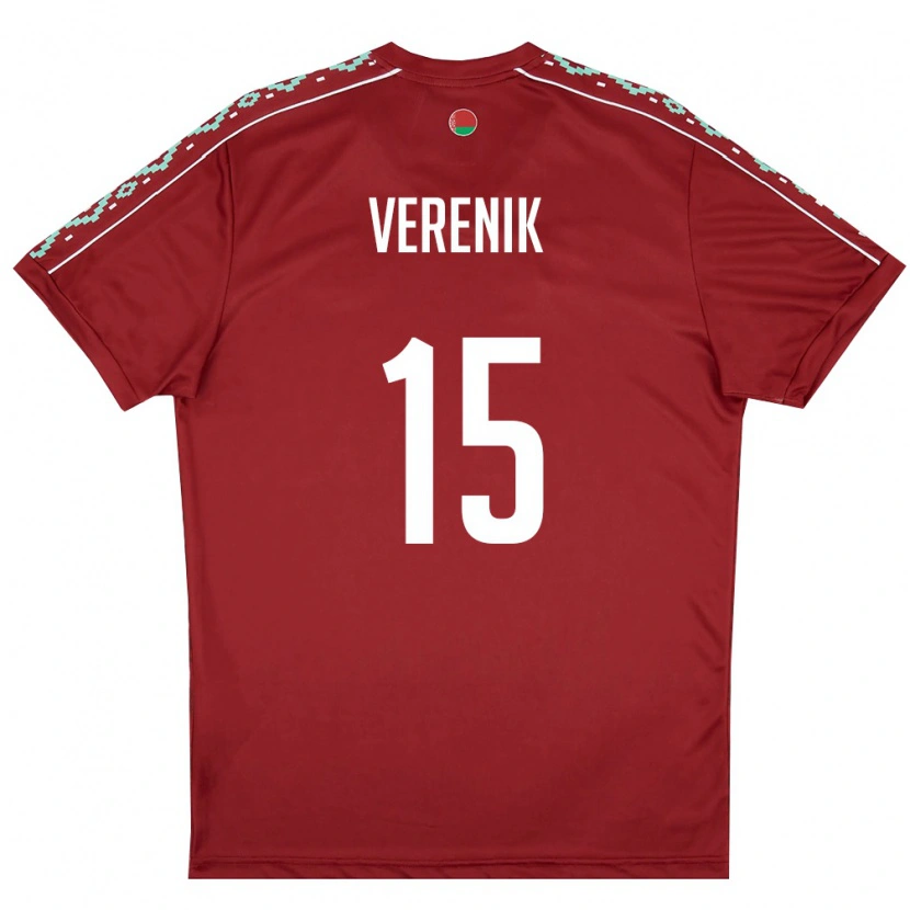 Danxen Hombre Camiseta Bielorrusia Vladislav Verenik #15 Rojo Oscuro Blanco 1ª Equipación 26-28 La Camisa México