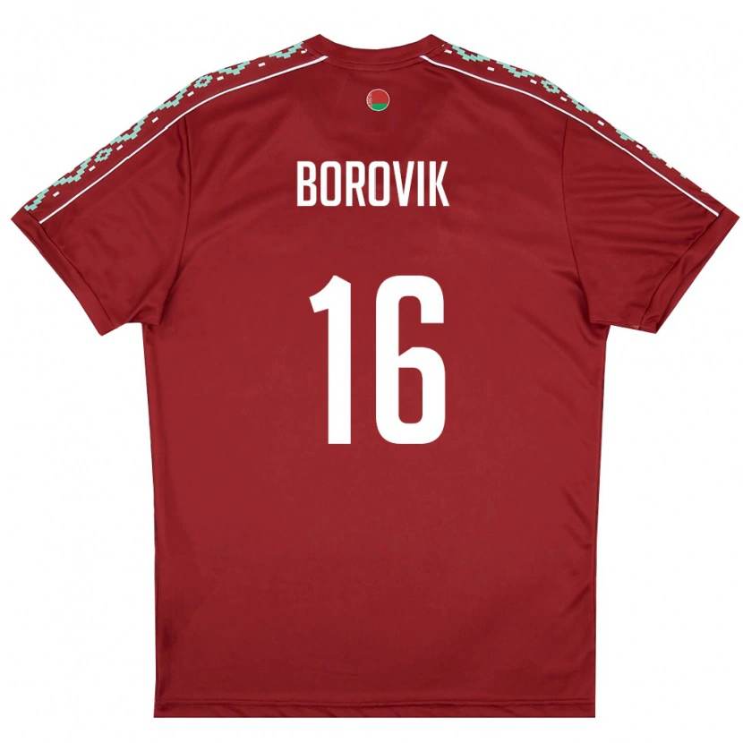 Danxen Hombre Camiseta Bielorrusia Grigoriy Borovik #16 Rojo Oscuro Blanco 1ª Equipación 26-28 La Camisa México