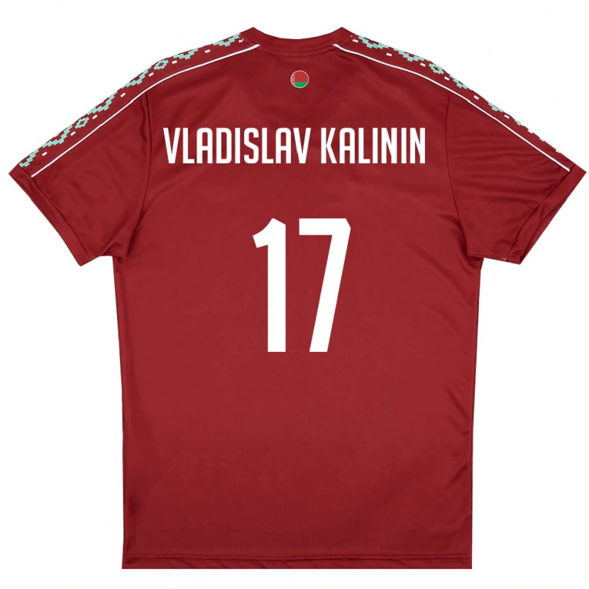 Danxen Hombre Camiseta Bielorrusia Vladislav Kalinin #17 Rojo Oscuro Blanco 1ª Equipación 26-28 La Camisa México