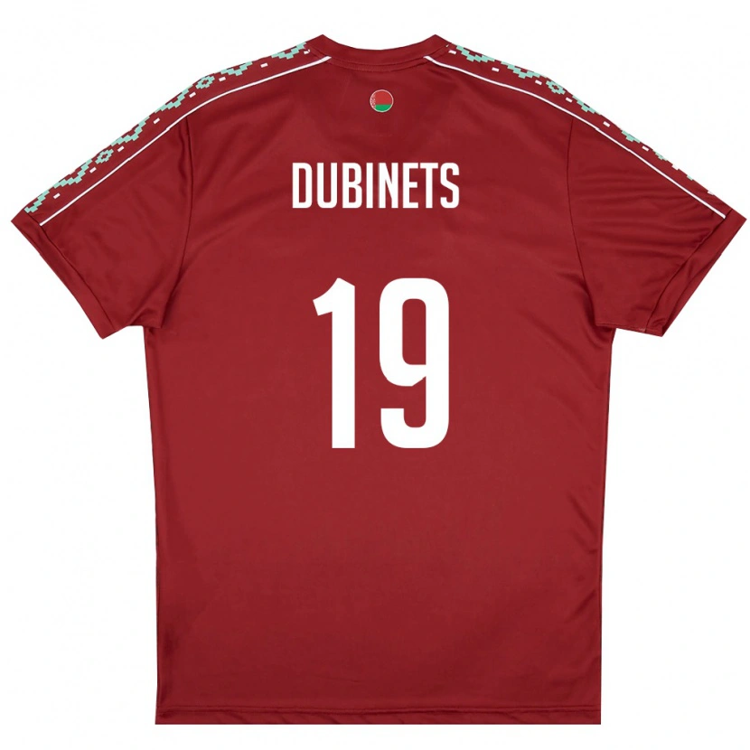 Danxen Hombre Camiseta Bielorrusia Ilya Dubinets #19 Rojo Oscuro Blanco 1ª Equipación 26-28 La Camisa México