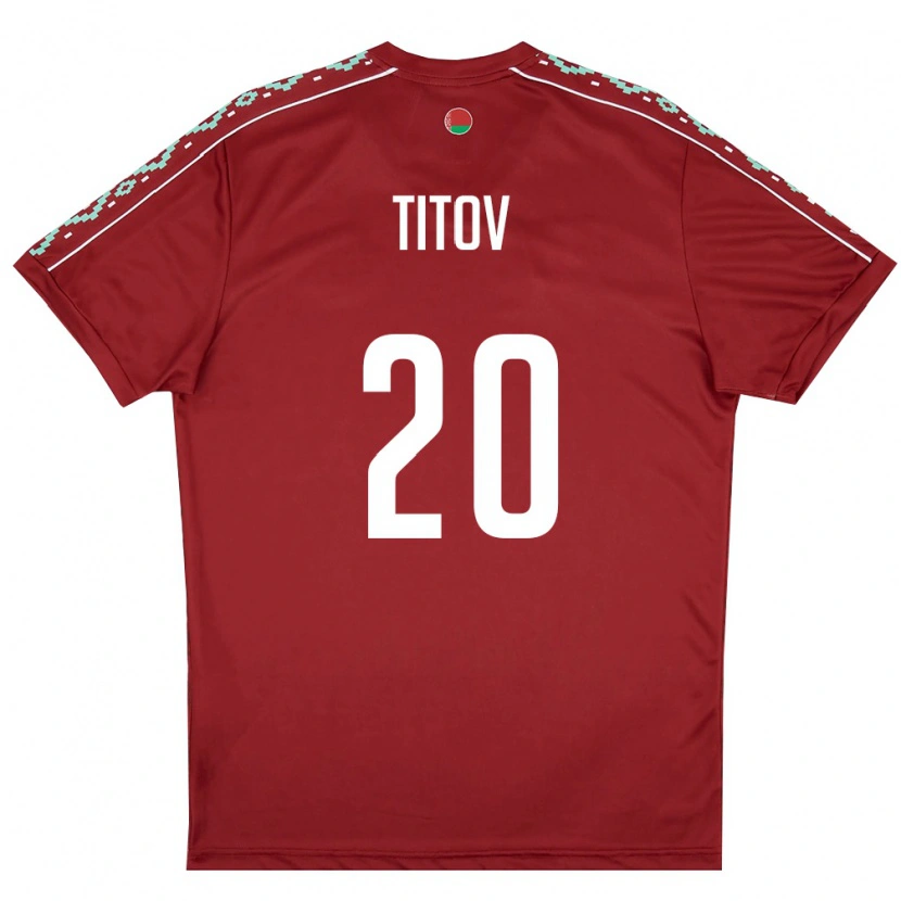 Danxen Hombre Camiseta Bielorrusia Marat Titov #20 Rojo Oscuro Blanco 1ª Equipación 26-28 La Camisa México