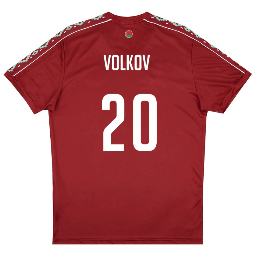 Danxen Hombre Camiseta Bielorrusia Zakhar Volkov #20 Rojo Oscuro Blanco 1ª Equipación 26-28 La Camisa México