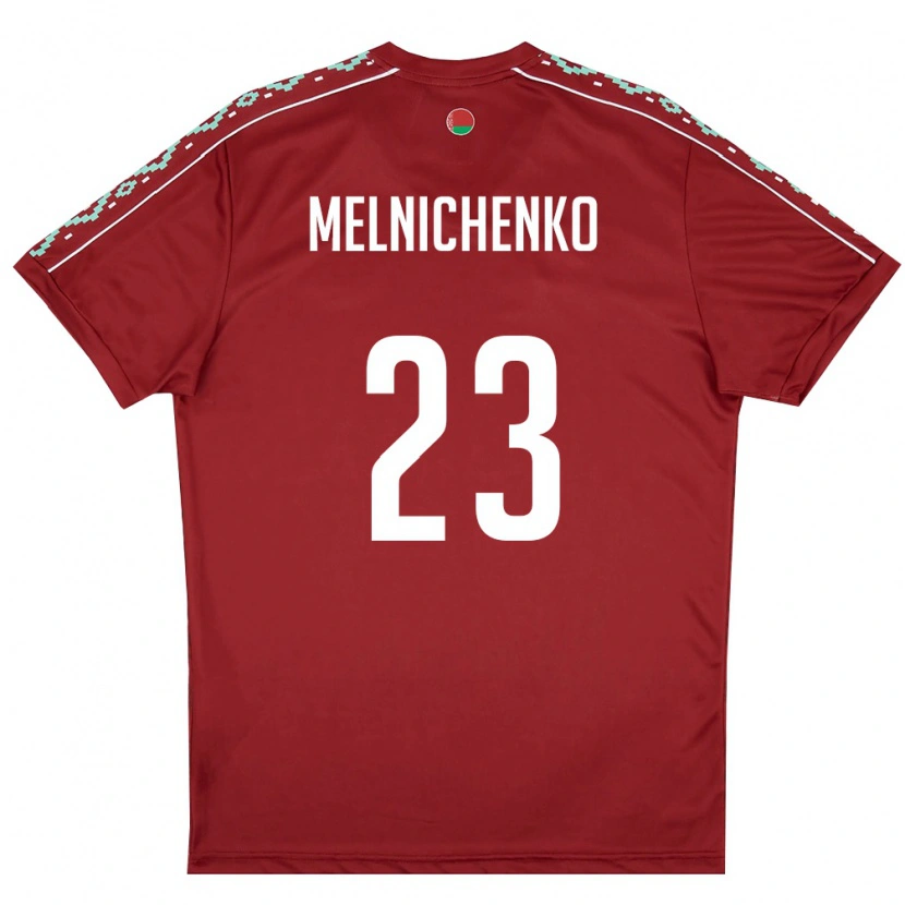 Danxen Hombre Camiseta Bielorrusia Trofim Melnichenko #23 Rojo Oscuro Blanco 1ª Equipación 26-28 La Camisa México