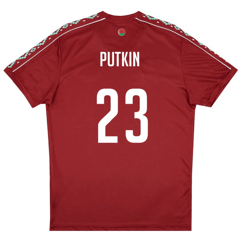 Danxen Hombre Camiseta Bielorrusia Ilya Putkin #23 Rojo Oscuro Blanco 1ª Equipación 26-28 La Camisa México