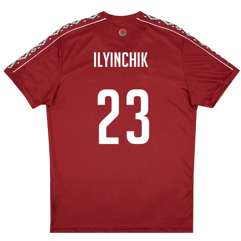 Danxen Hombre Camiseta Bielorrusia Daniil Ilyinchik #23 Rojo Oscuro Blanco 1ª Equipación 26-28 La Camisa México