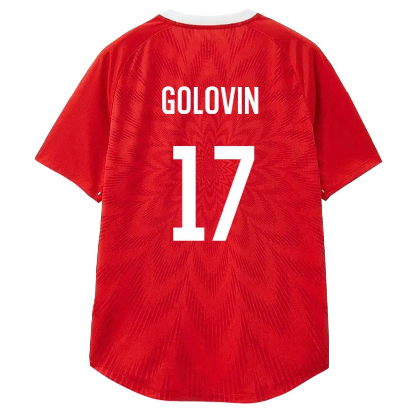 Danxen Hombre Camiseta Rusia Aleksandr Golovin #17 Rojo Blanco Marrón 1ª Equipación 26-28 La Camisa México