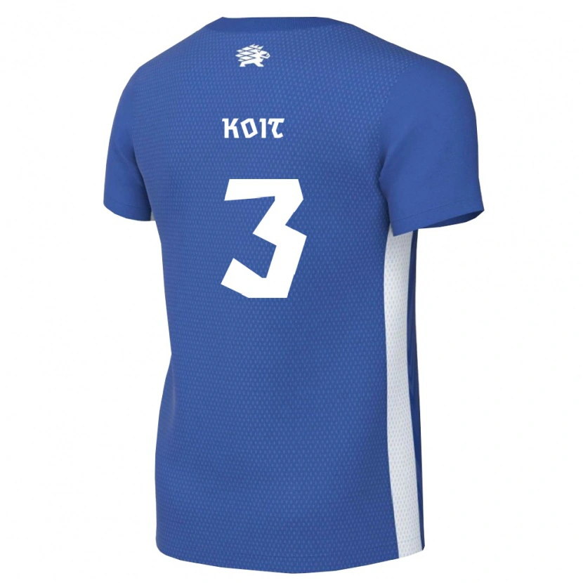 Danxen Hombre Camiseta Estonia Carl Koit #3 Azul Oscuro Blanco 1ª Equipación 26-28 La Camisa México