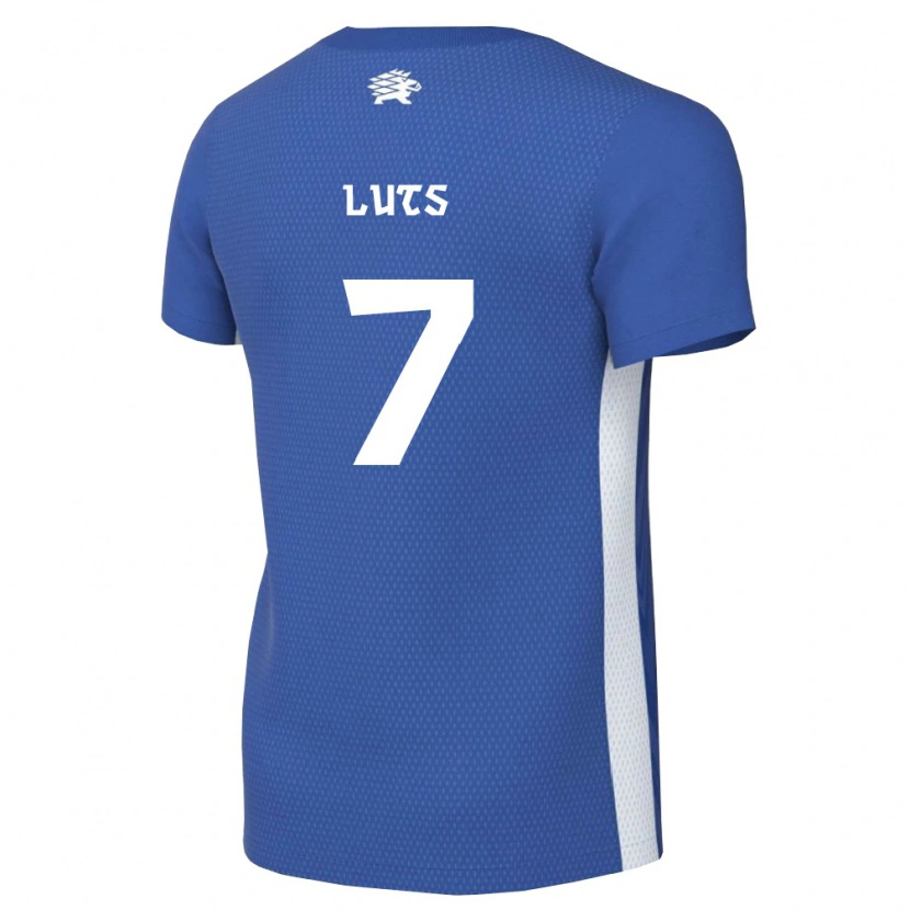 Danxen Hombre Camiseta Estonia Daniel Luts #7 Azul Oscuro Blanco 1ª Equipación 26-28 La Camisa México