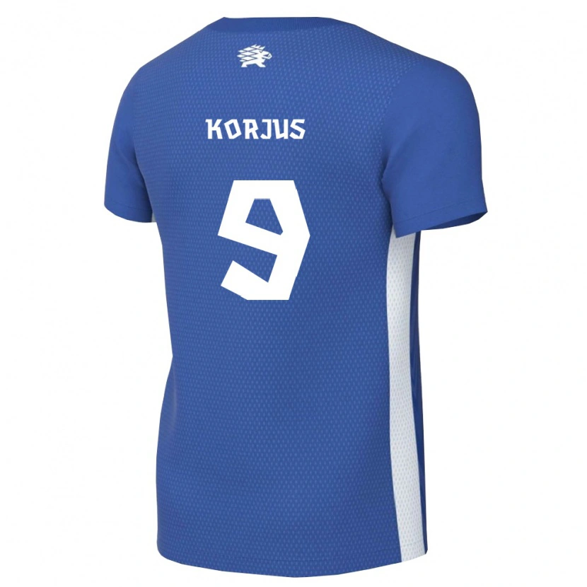 Danxen Hombre Camiseta Estonia Uku Korjus #9 Azul Oscuro Blanco 1ª Equipación 26-28 La Camisa México