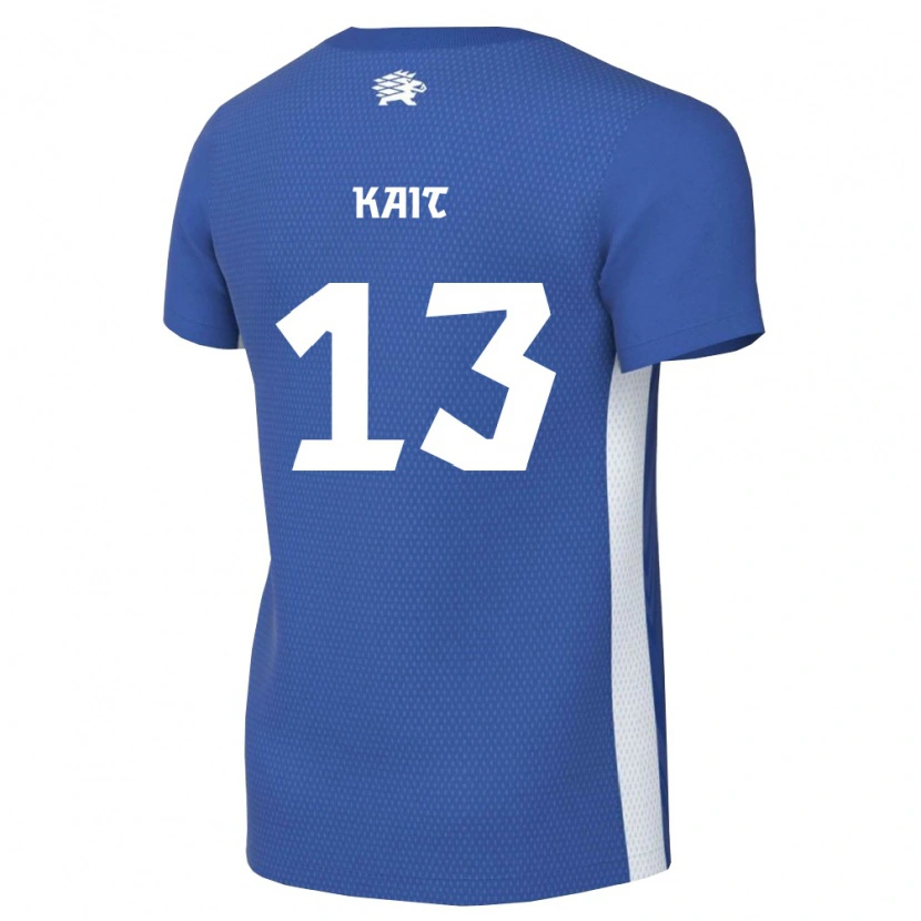 Danxen Hombre Camiseta Estonia Kristofer Käit #13 Azul Oscuro Blanco 1ª Equipación 26-28 La Camisa México