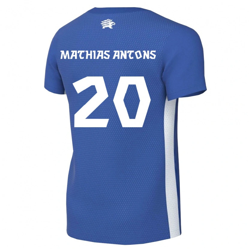Danxen Hombre Camiseta Estonia Oskar Mathias Antons #20 Azul Oscuro Blanco 1ª Equipación 26-28 La Camisa México