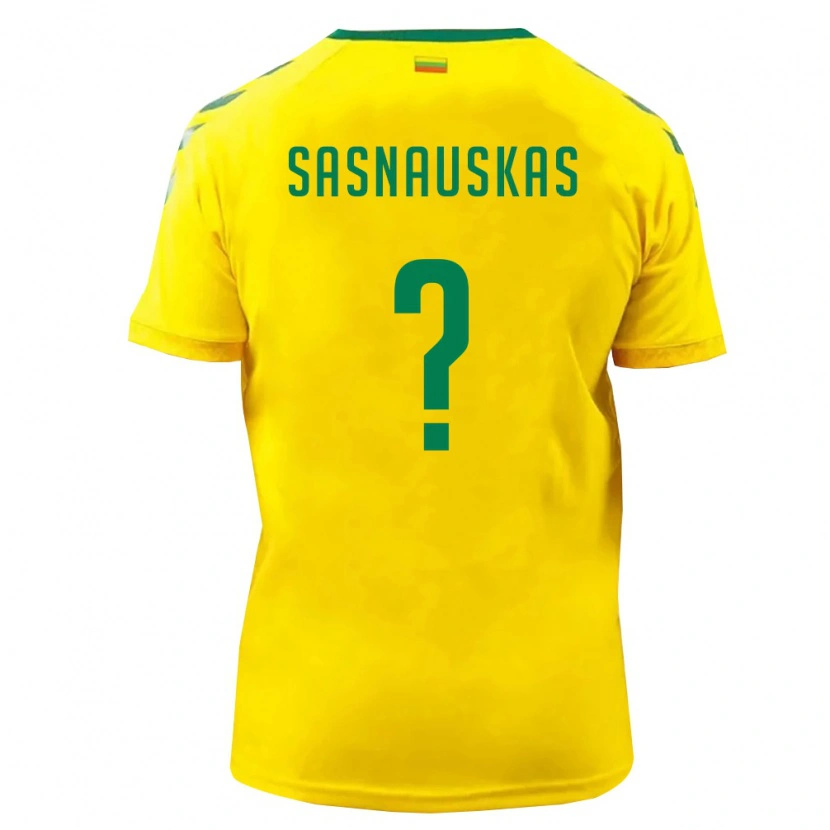 Danxen Hombre Camiseta Lituania Dovydas Sasnauskas #0 Amarillo Verde 1ª Equipación 26-28 La Camisa México