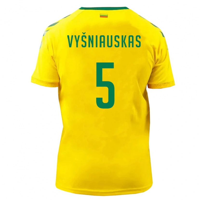 Danxen Hombre Camiseta Lituania Nojus Vyšniauskas #5 Amarillo Verde 1ª Equipación 26-28 La Camisa México