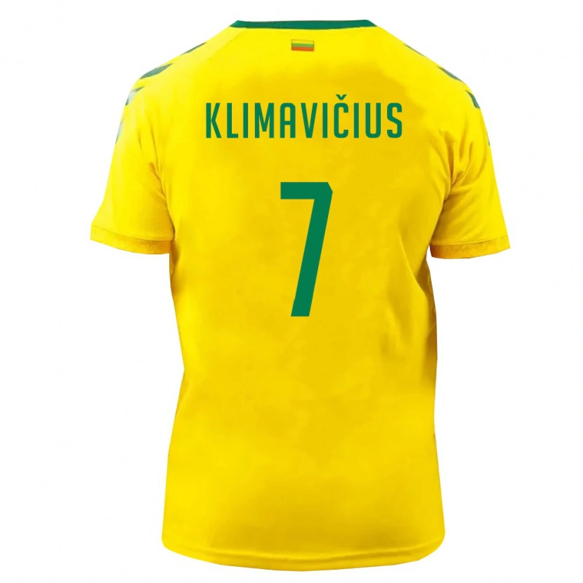 Danxen Hombre Camiseta Lituania Nedas Klimavičius #7 Amarillo Verde 1ª Equipación 26-28 La Camisa México