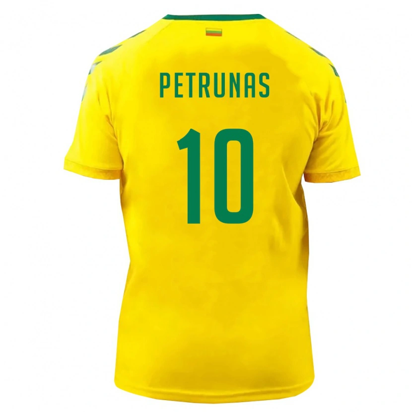 Danxen Hombre Camiseta Lituania Lukas Petrunas #10 Amarillo Verde 1ª Equipación 26-28 La Camisa México